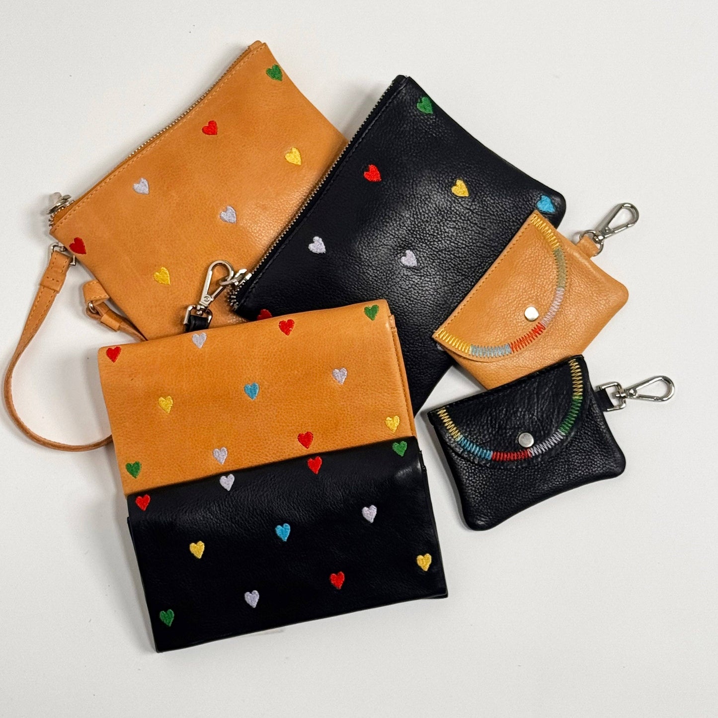 Leather Eloise Embroidered Heart Wallet