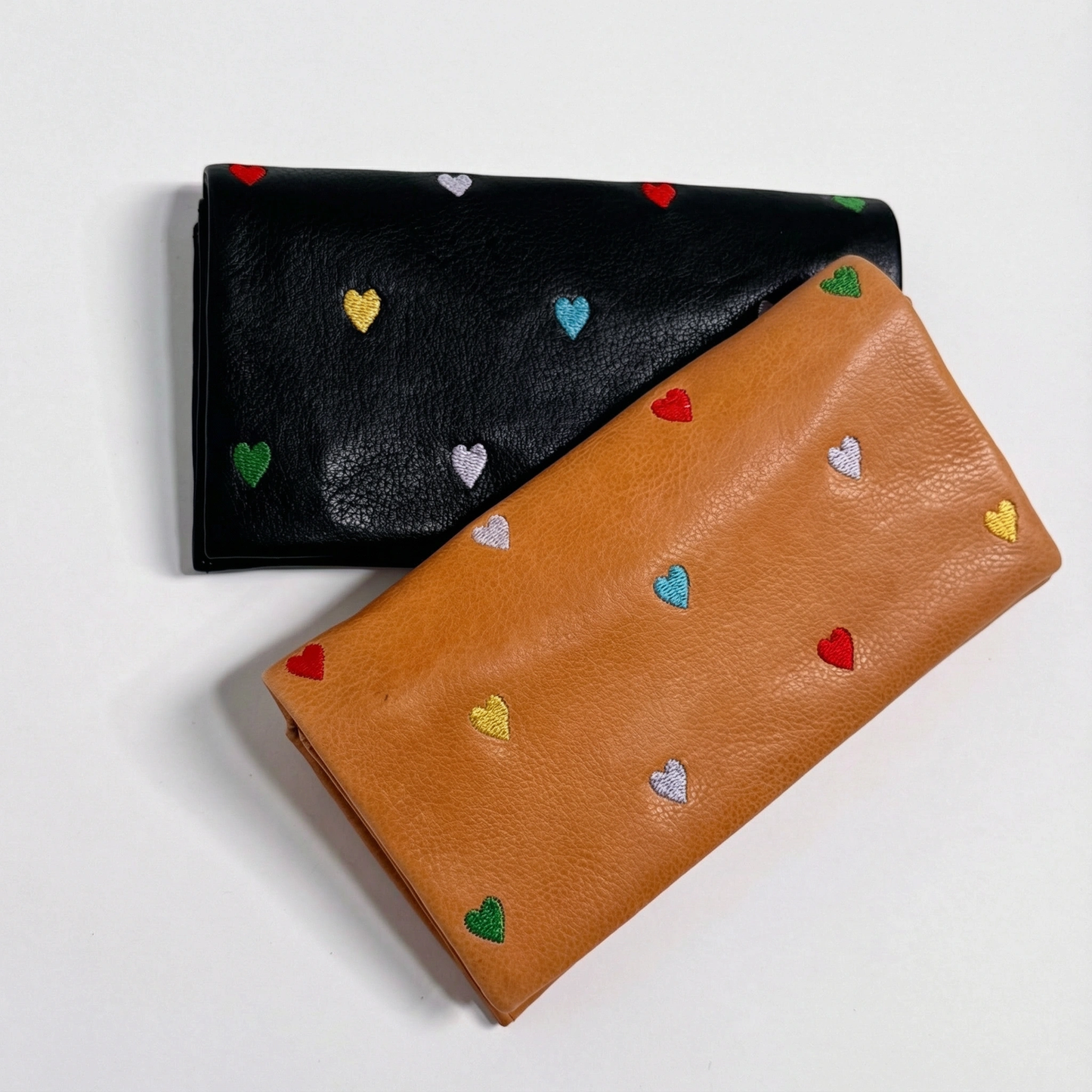 Leather Eloise Embroidered Heart Wallet