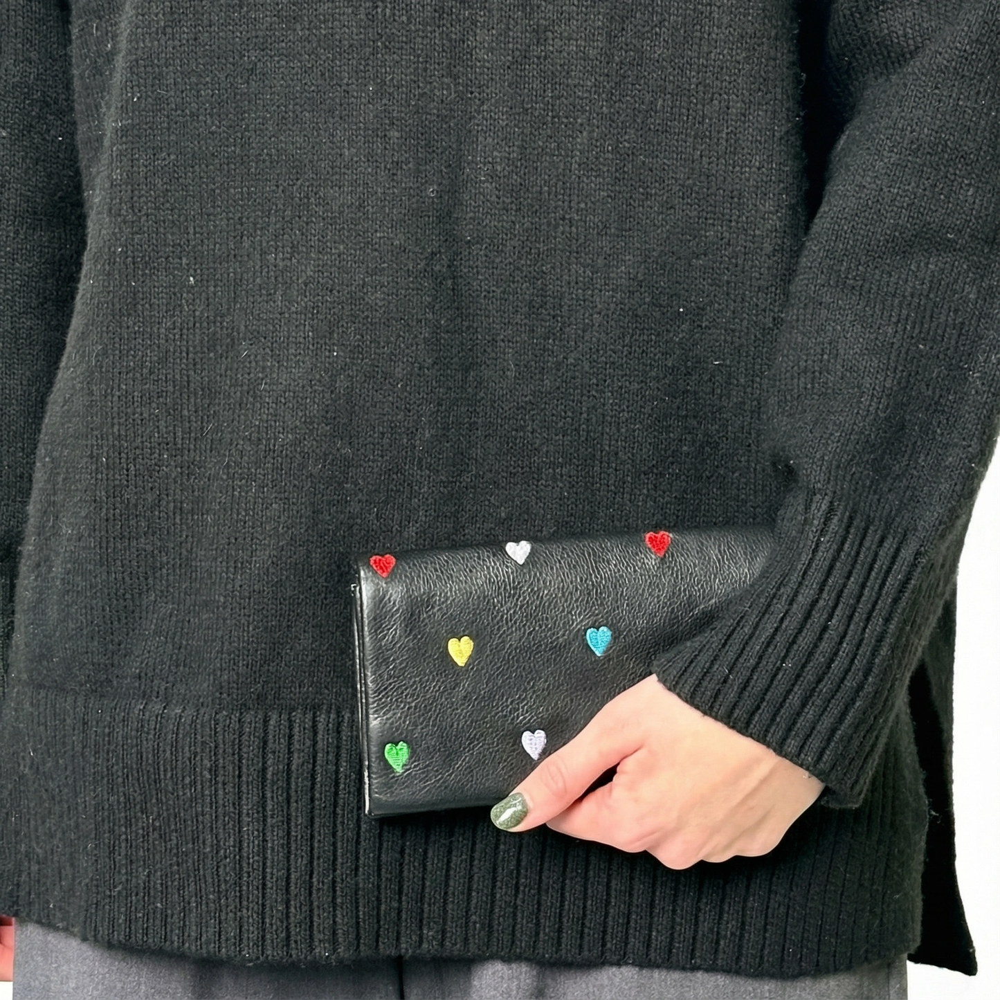 Leather Eloise Embroidered Heart Wallet