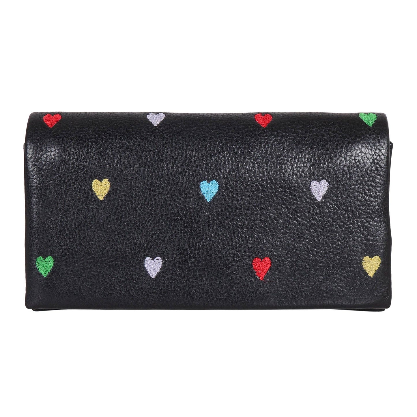 Leather Eloise Embroidered Heart Wallet