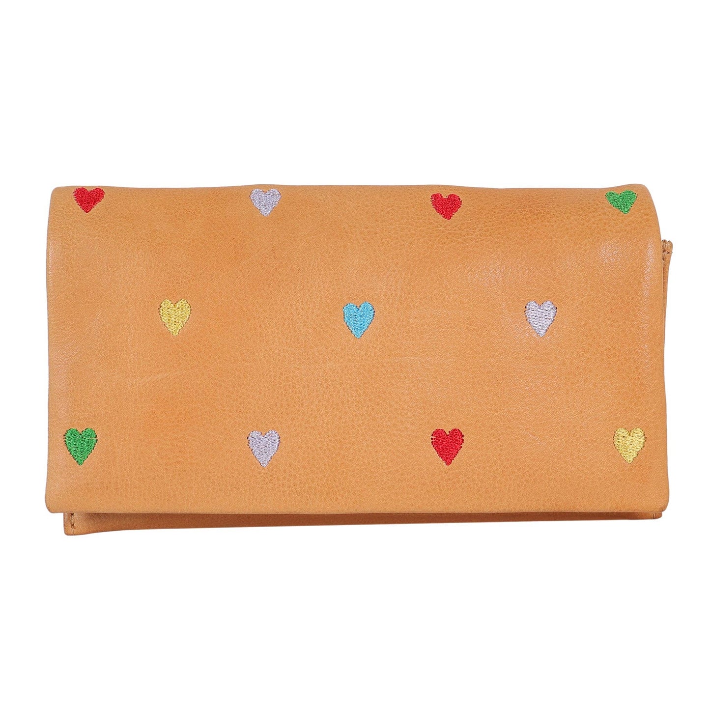 Leather Eloise Embroidered Heart Wallet